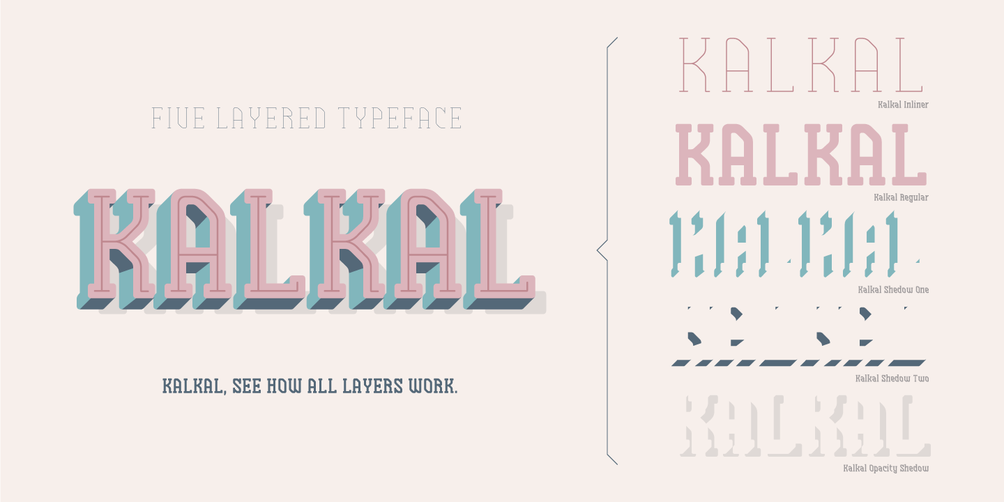 Kalkal Shadow One Font preview